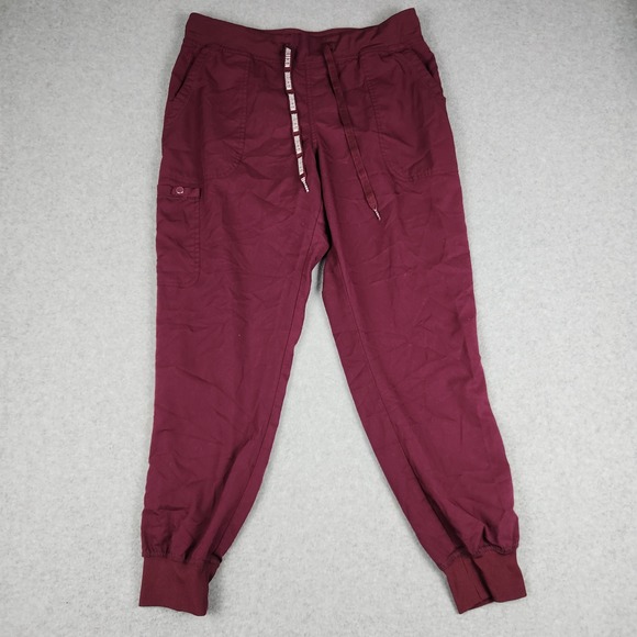 Med Couture Pants - Med Couture Scrub Pants Womens Large Wine Touch Cargo Pockets Stretch Drawstring